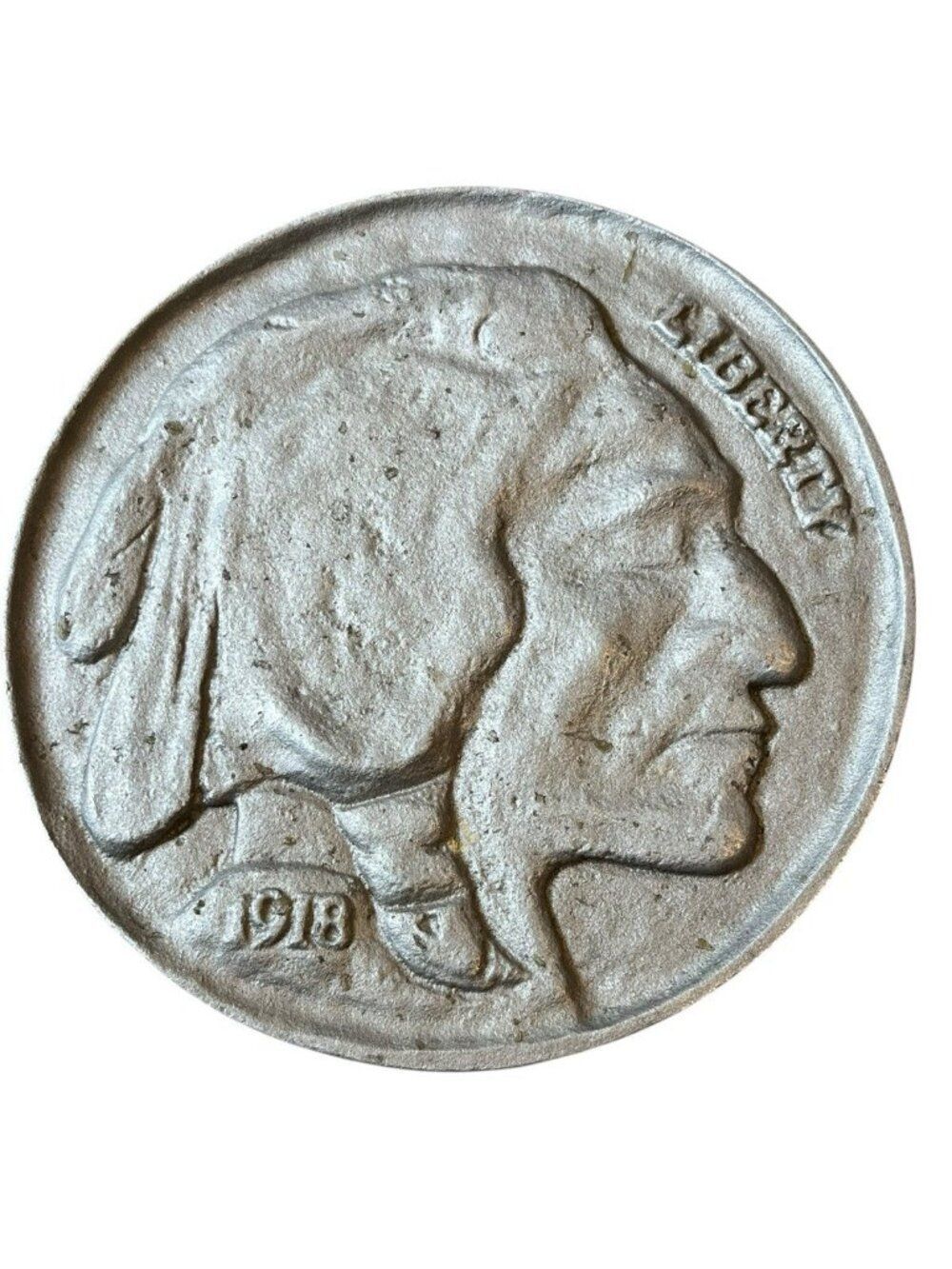 Large Heavy Metal Souvenir Paper Weight Liberty Buffalo Nickel 8 inches 1.8 lb